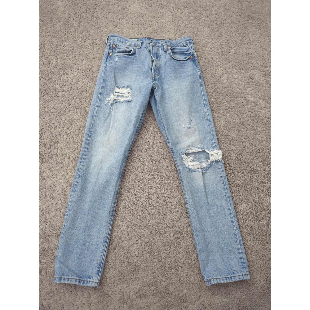 Levi's 501 Jeans Womens 28 Blue Mid Rise Skinny Button Fly Distressed‎ 90s Y2k